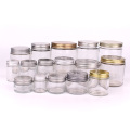 Wholesale custom empty 1oz 6oz 10oz 16oz 32oz airtight Straight Sided food container glass jar with metal screw top lid